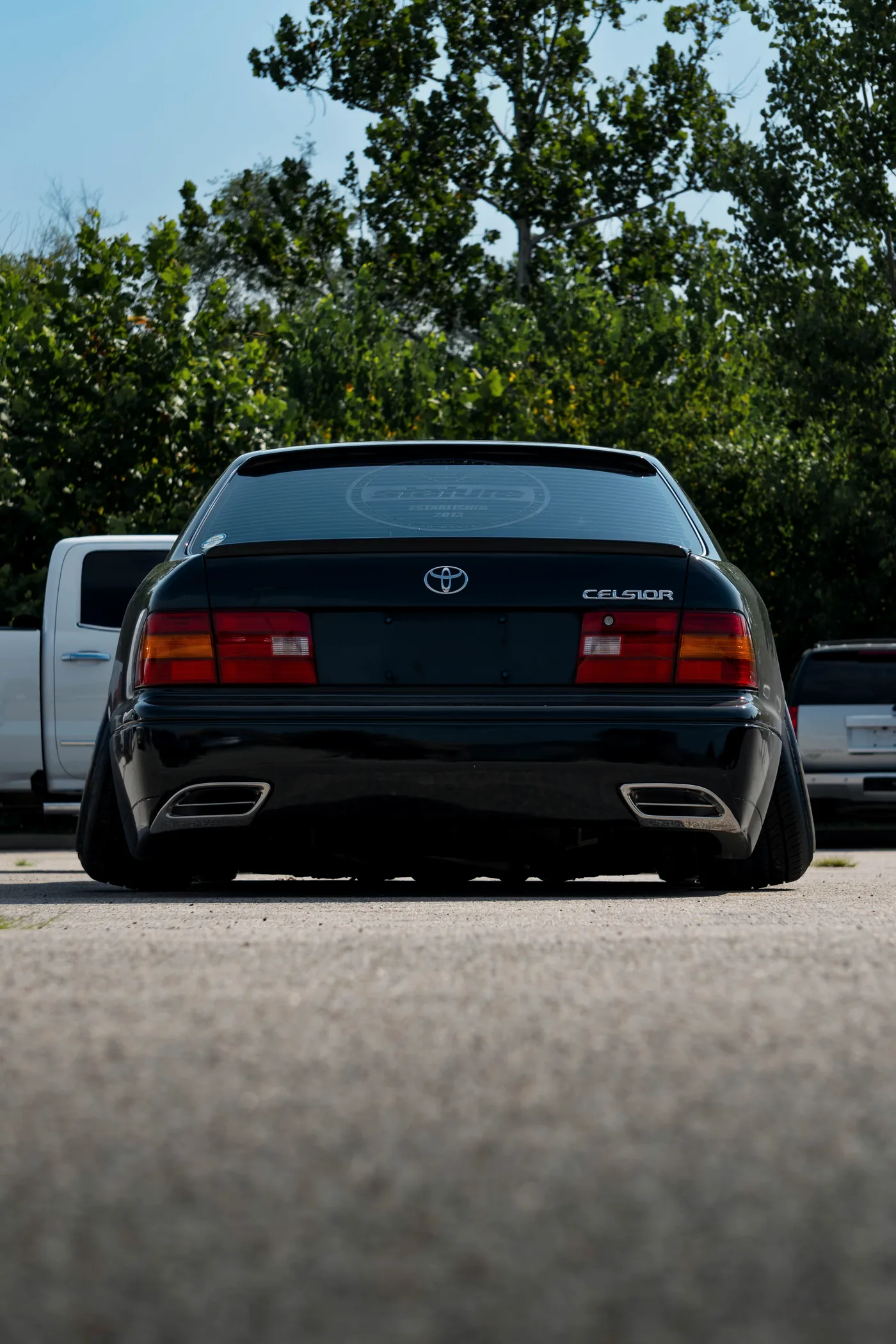 Toyota Celsior shot straight on from the rear